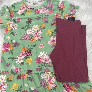 H&M Floral Green Top